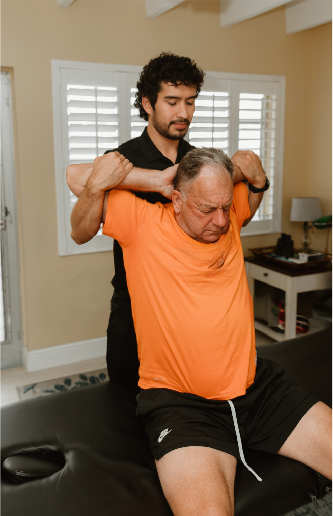 Assisted stretch on the table